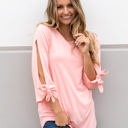 Large Salmon 3/4 Tie Sleeve Tunic