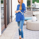 Large Blue Dot Patterned Tie Sleeve Noelle Top