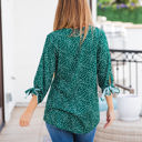 Large Green Dot Patterned Tie Sleeve Noelle Top