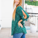 Large Green Dot Patterned Tie Sleeve Noelle Top