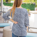 Small Small Blue Cheetah Patterned Tie Sleeve Noelle Top