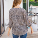 Large Small Brown Cheetah Patterned Tie Sleeve Noelle Top