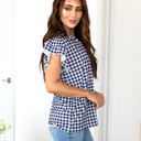 Large Black Ruffle Sleeve Gingham Top