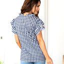 Small Black Ruffle Sleeve Gingham Top