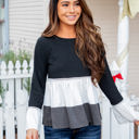 Large Charcoal Gray Bell Sleeve Babydoll Della Top