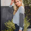 Large Stripe Black Pattern Sleeve Gianna Top