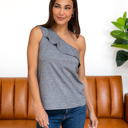 Large Charcoal Ruffle One Shoulder Tank Top