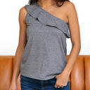 Large Charcoal Ruffle One Shoulder Tank Top