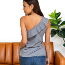 Medium Charcoal Ruffle One Shoulder Tank Top