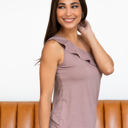 Small Mocha Ruffle One Shoulder Tank Top