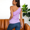 Large Purple Ruffle One Shoulder Tank Top