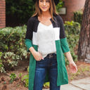 Large Jade Green Finn Colorblock Cardigan