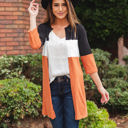 Large Orange Finn Colorblock Cardigan