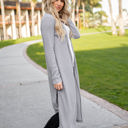 Large Gray Split Hem Duster Cardigan