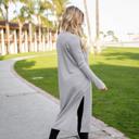 Large Gray Split Hem Duster Cardigan