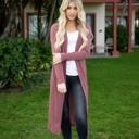 Large Mauve Split Hem Duster Cardigan