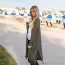 Large Olive Split Hem Duster Cardigan