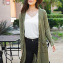  Button Front Pocket Hi Lo Cardigan