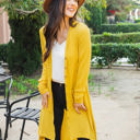 XL Yellow Button Front Pocket Hi Lo Cardigan