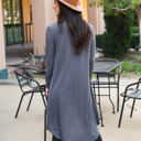 Large Charcoal Button Front Pocket Hi Lo Cardigan