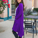 Large Purple Button Front Pocket Hi Lo Cardigan