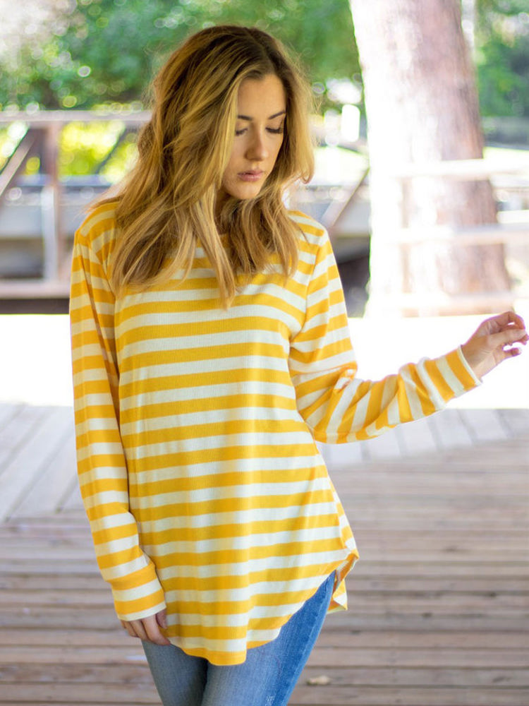 Long Sleeve Thick Stripe Gradie Top