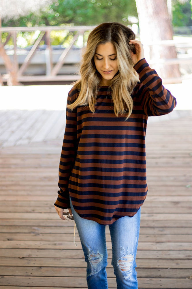 Long Sleeve Thick Stripe Gradie Top