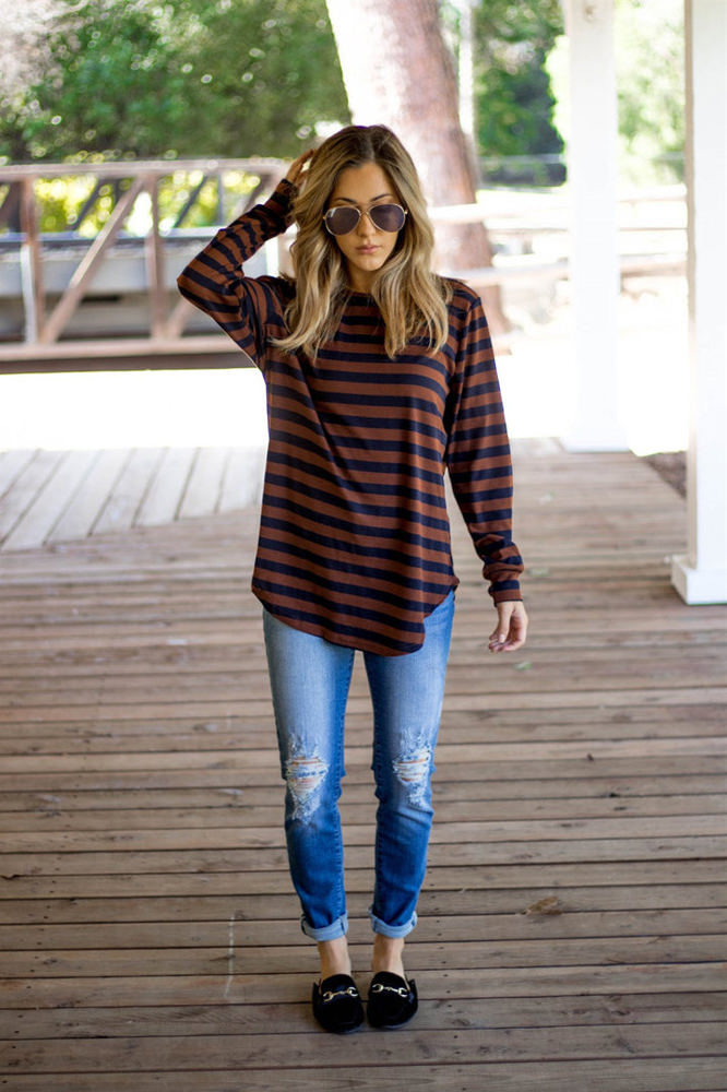 Long Sleeve Thick Stripe Gradie Top