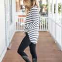 1X Dark Gray Long Sleeve Thick Stripe Gradie Top