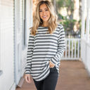 1X Dark Gray Long Sleeve Thick Stripe Gradie Top