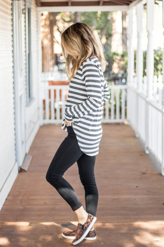 Long Sleeve Thick Stripe Gradie Top