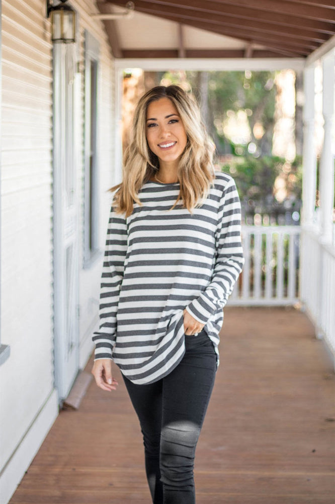 Long Sleeve Thick Stripe Gradie Top