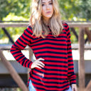 Large Red Long Sleeve Thick Stripe Gradie Top