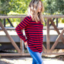 Large Red Long Sleeve Thick Stripe Gradie Top