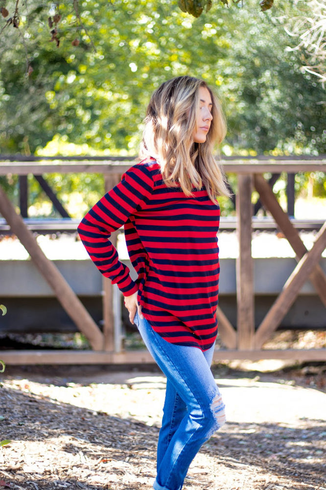 Long Sleeve Thick Stripe Gradie Top