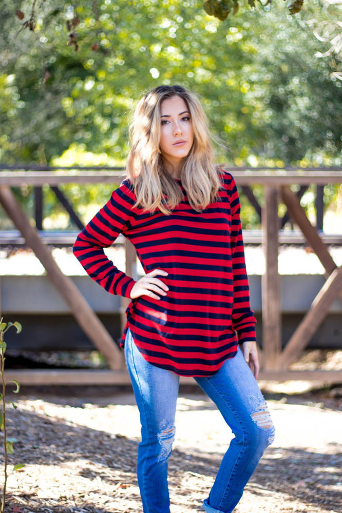 Long Sleeve Thick Stripe Gradie Top