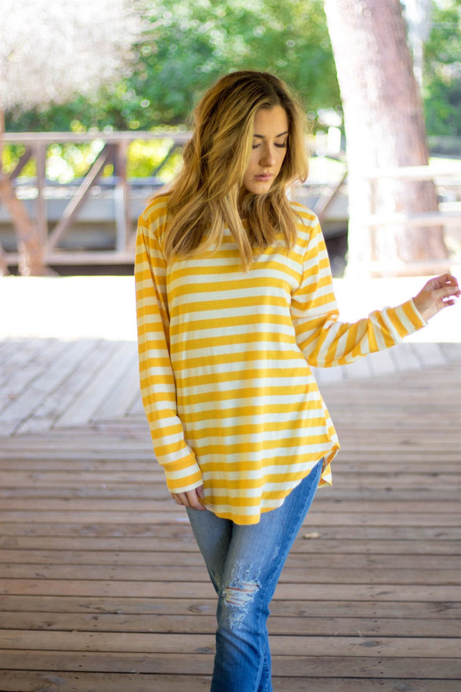 Long Sleeve Thick Stripe Gradie Top