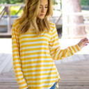 Large Yellow Long Sleeve Thick Stripe Gradie Top