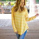 Large Yellow Long Sleeve Thick Stripe Gradie Top