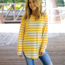 Large Yellow Long Sleeve Thick Stripe Gradie Top