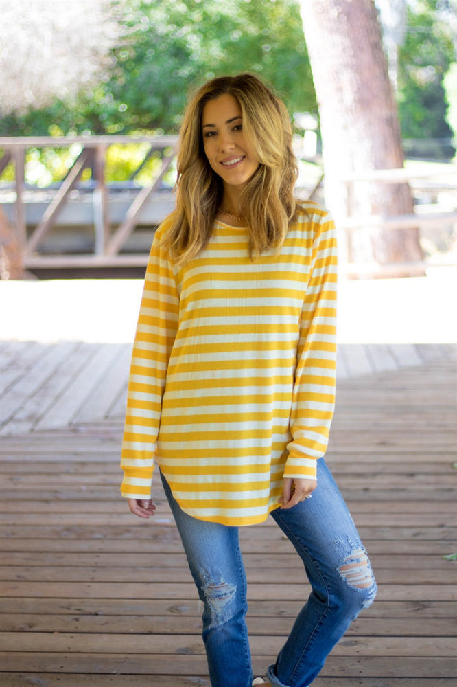 Long Sleeve Thick Stripe Gradie Top