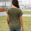 Large Olive Ruffle Detail Short Sleeve Top