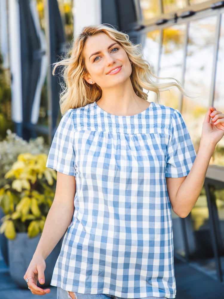 Smocked Gingham Top