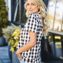 Large Black Smocked Gingham Top