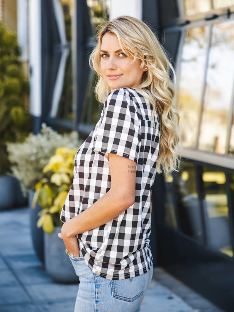 Smocked Gingham Top