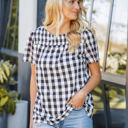 Small Black Smocked Gingham Top