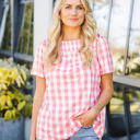 Large Pink Smocked Gingham Top