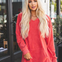 Large Coral Soft Oversized Megan Pullover