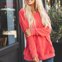 Large Coral Soft Oversized Megan Pullover