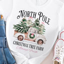 Large White North Pole Christmas Tree Farm Graphic Tee